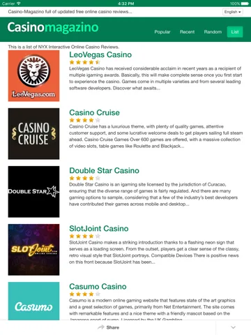 Professional Online Casino Reviews - Including Top Bonuses and Promotions | Casino Magazino iPad 应用截图