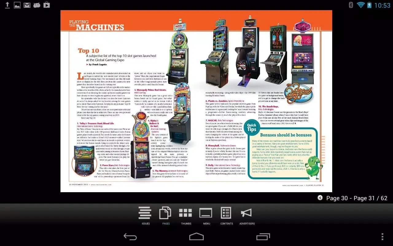 Screenshot di CASINO PLAYER MAGAZINE