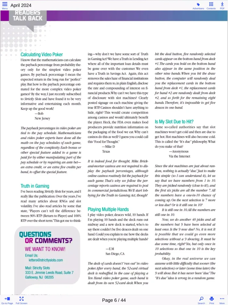 Screenshot di CASINO PLAYER MAGAZINE