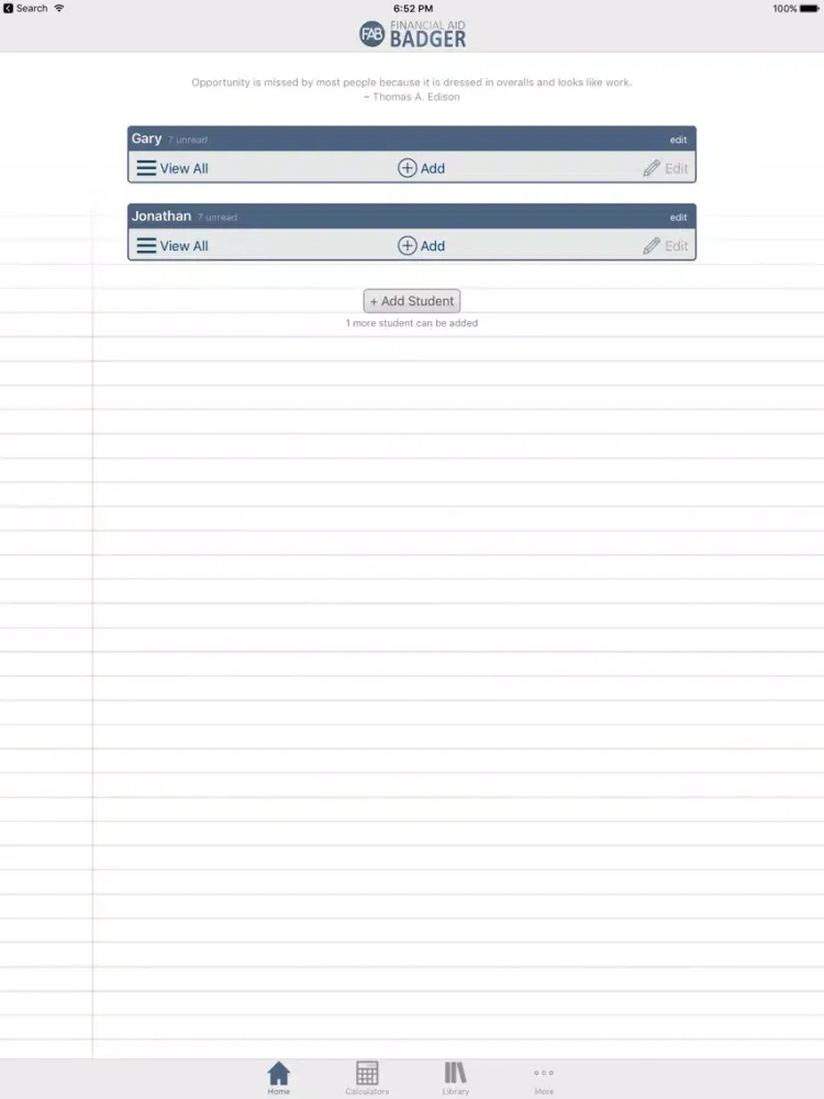 Financial Aid Badger iPad  Screenshots