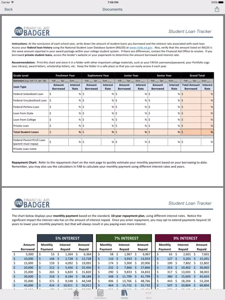 Financial Aid Badger iPad  Screenshots