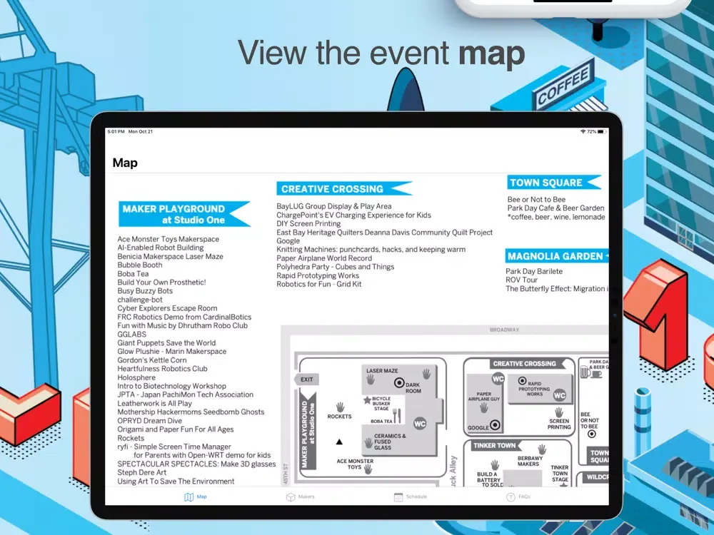 Capturas de tela do East Bay Mini Maker Faire iPad 