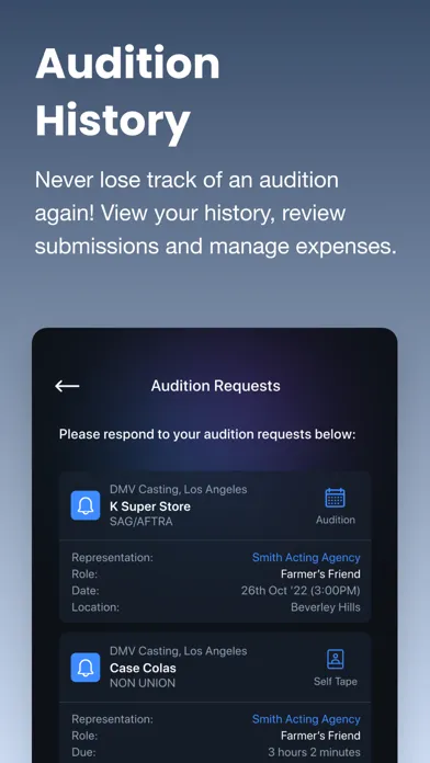Captures d'écran de Talent App by Casting.com