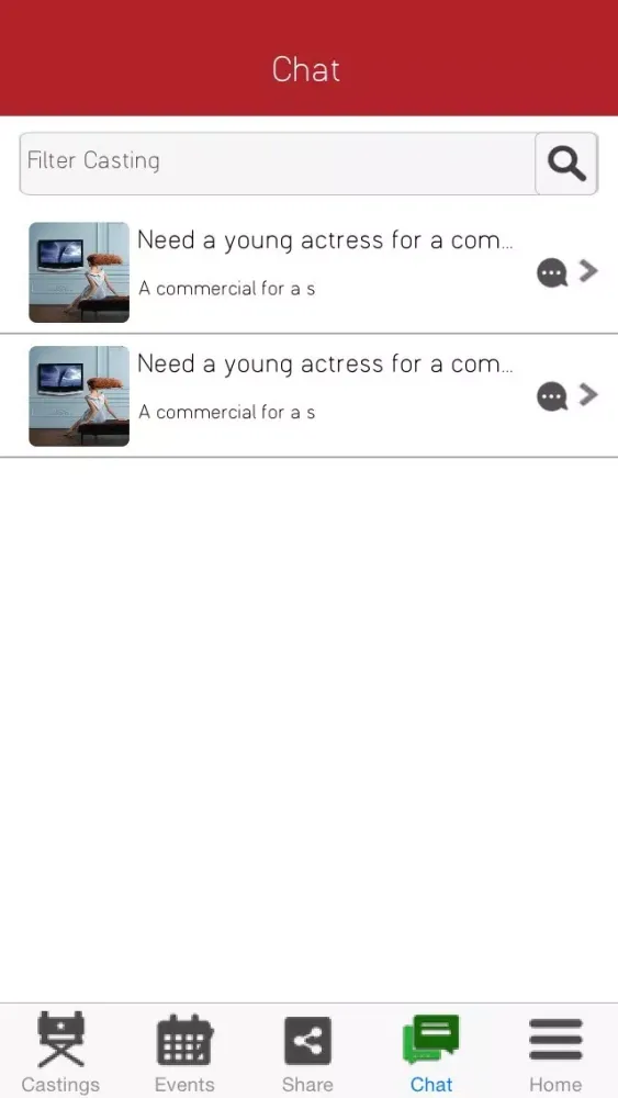 Tangkapan layar CastingDB