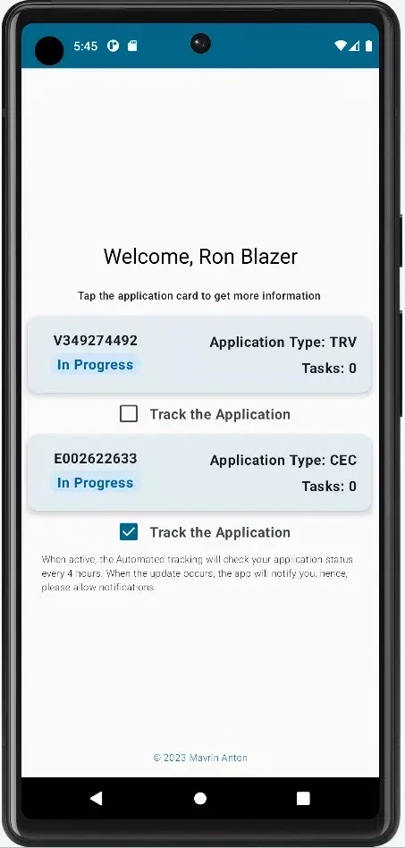 Canada Visa Tracker স্ক্রিনশট