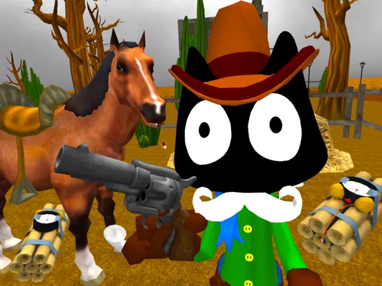 Capturas de tela do Cat Cowboy. Neighbor Escape iPad 