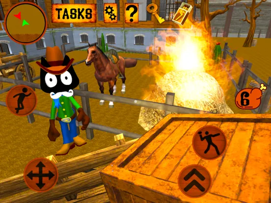 Capturas de tela do Cat Cowboy. Neighbor Escape iPad 
