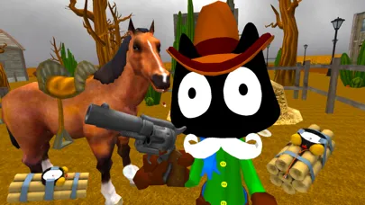 Capturas de tela do Cat Cowboy. Neighbor Escape