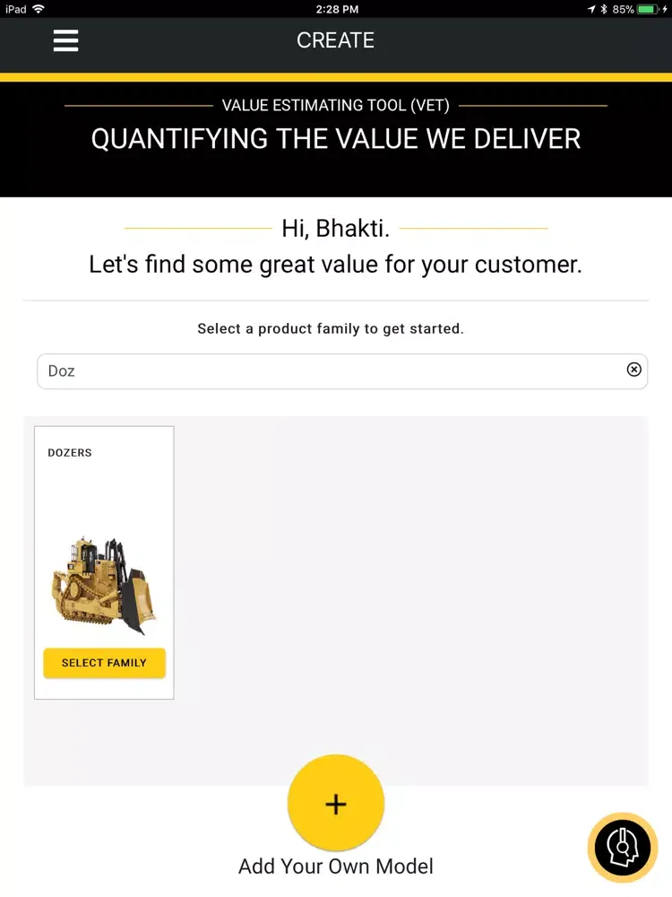 Tangkapan skrin Cat® Value Estimating Tool iPad 