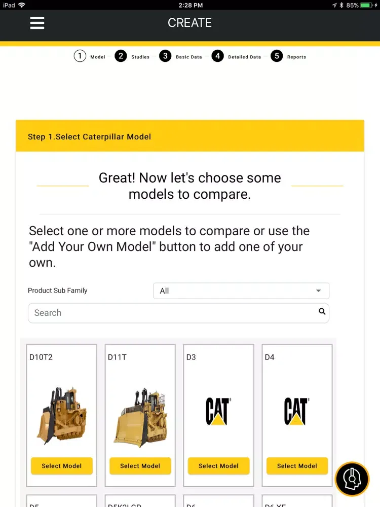 Tangkapan skrin Cat® Value Estimating Tool iPad 