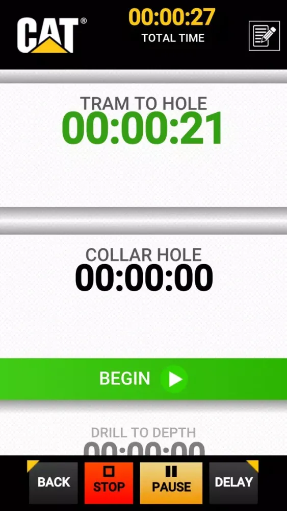 Screenshot di Cat® Drill Cycle Timer