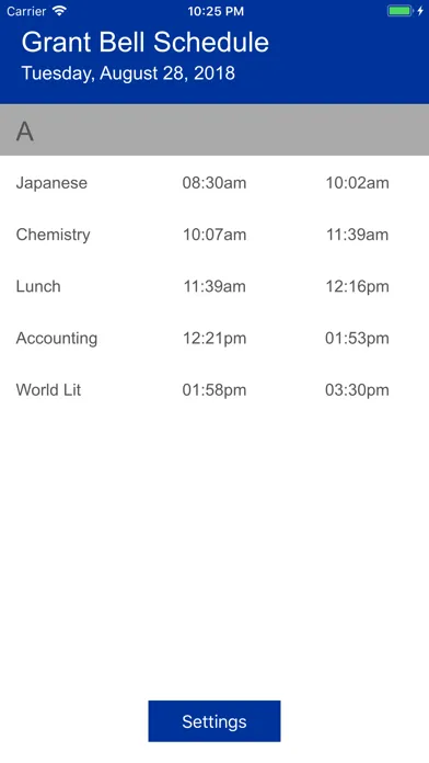 Capturas de tela do Grant Bell Schedule