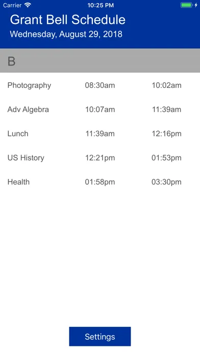 Capturas de tela do Grant Bell Schedule