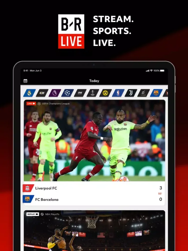Tangkapan skrin Bleacher Report Live iPad 