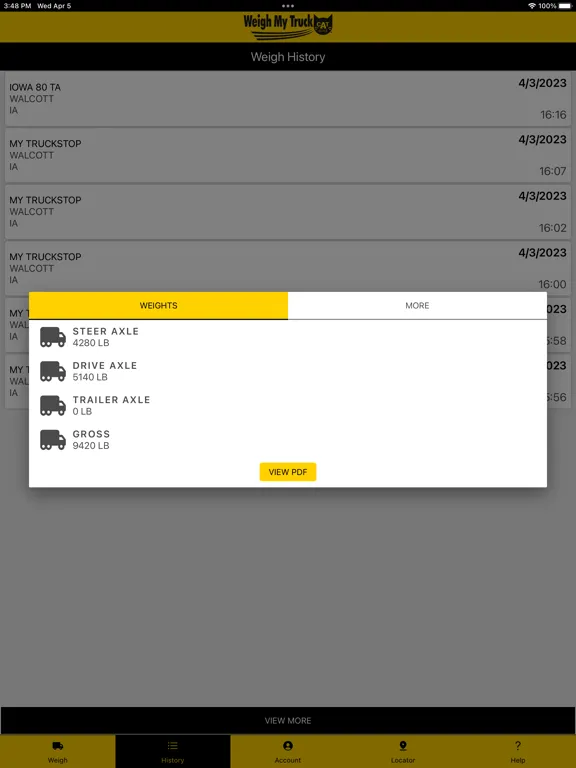 Weigh My Truck iPad  Screenshots