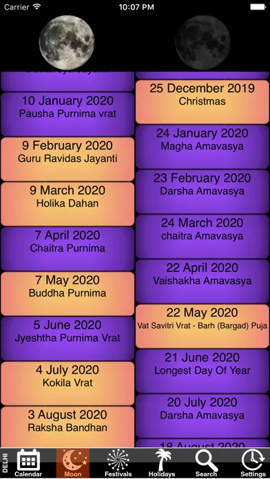 Zrzuty ekranu India Panchang Calendar 2020