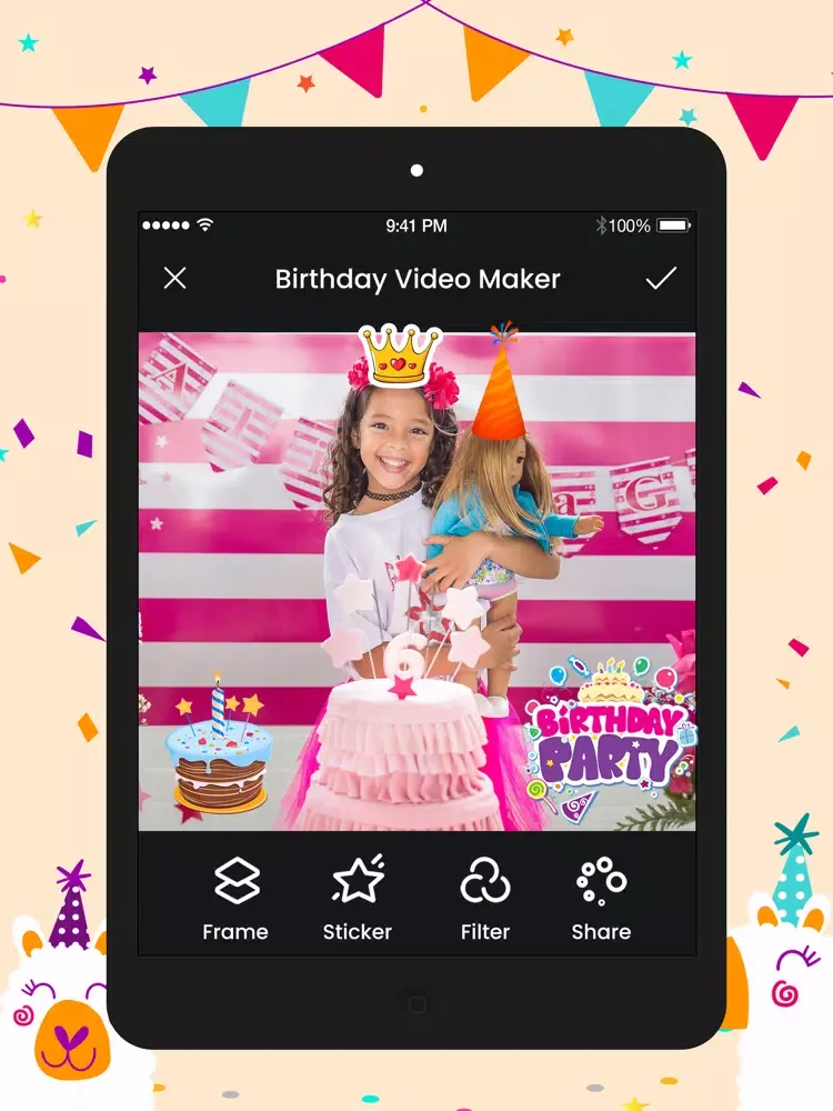 Birthday Movies Maker Song iPad 應用截圖