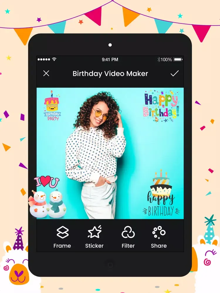 Birthday Movies Maker Song iPad 應用截圖