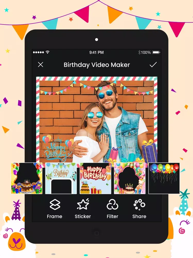 Birthday Movies Maker Song iPad 應用截圖