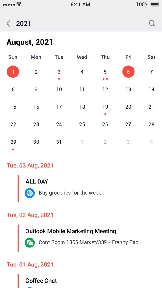 Calendar 2021 - Tasks, Agenda 스크린샷
