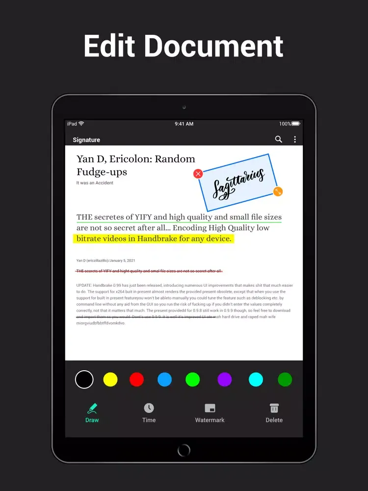 Write on PDF iPad  스크린샷