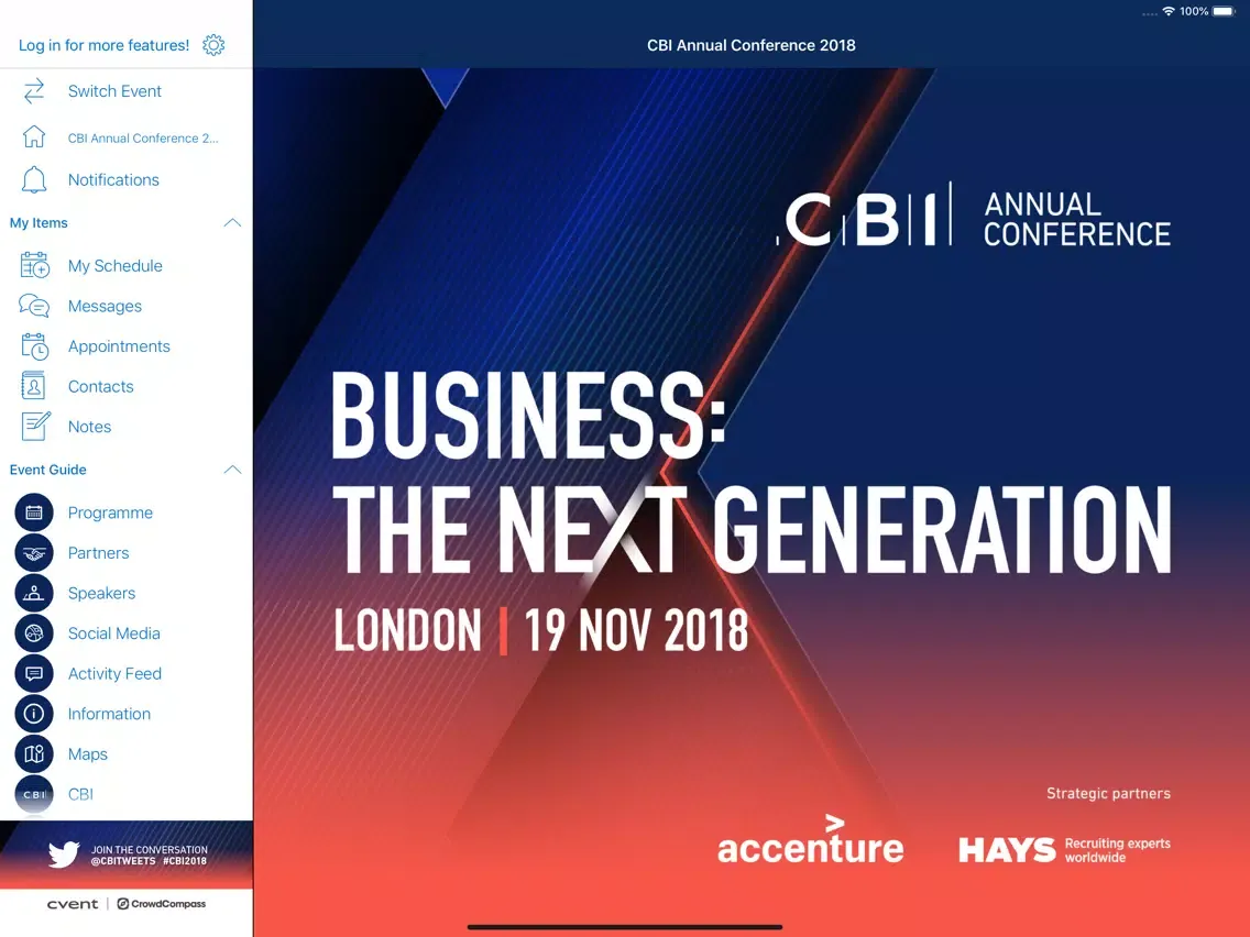 Screenshot di CBI Events iPad 