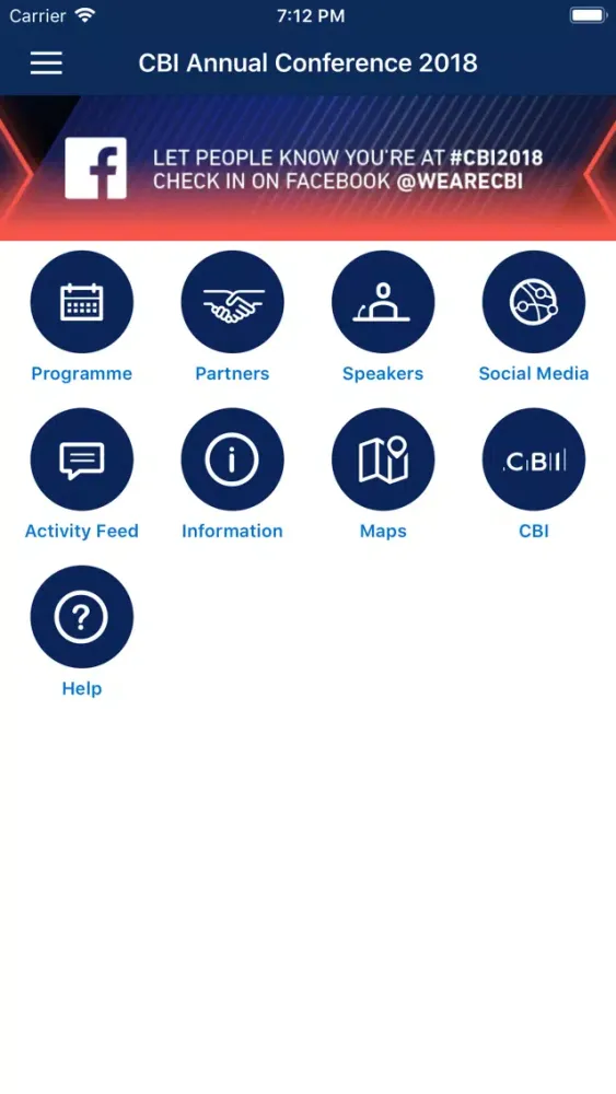 Screenshot di CBI Events