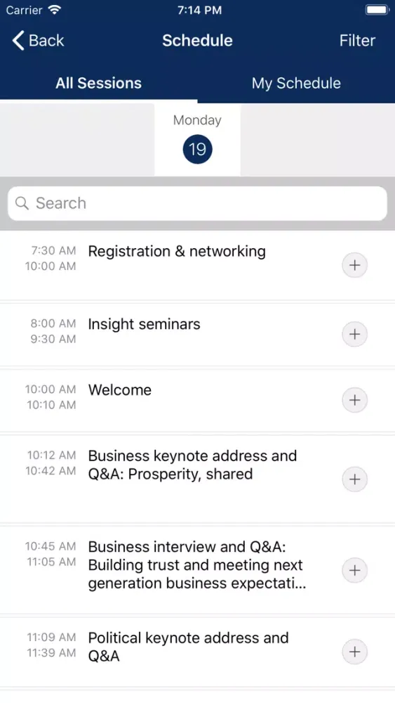 Screenshot di CBI Events