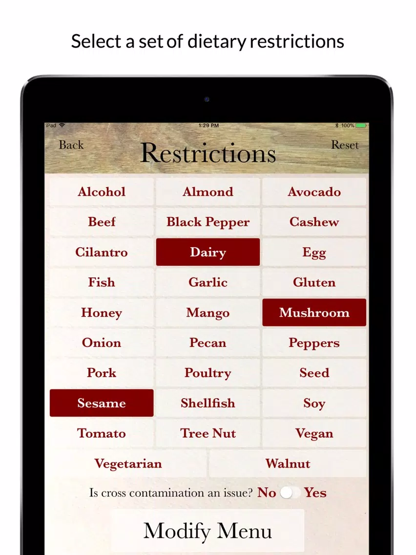 Menu Mod iPad 應用截圖