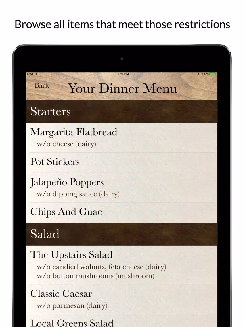 Menu Mod iPad 應用截圖