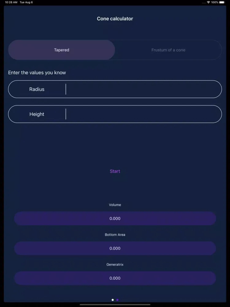 Cone Calculator-Parameter Calc iPad 应用截图