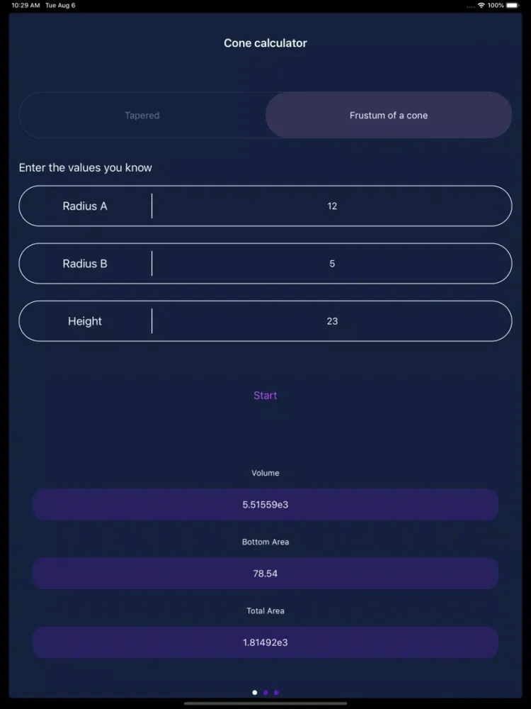 Cone Calculator-Parameter Calc iPad 应用截图