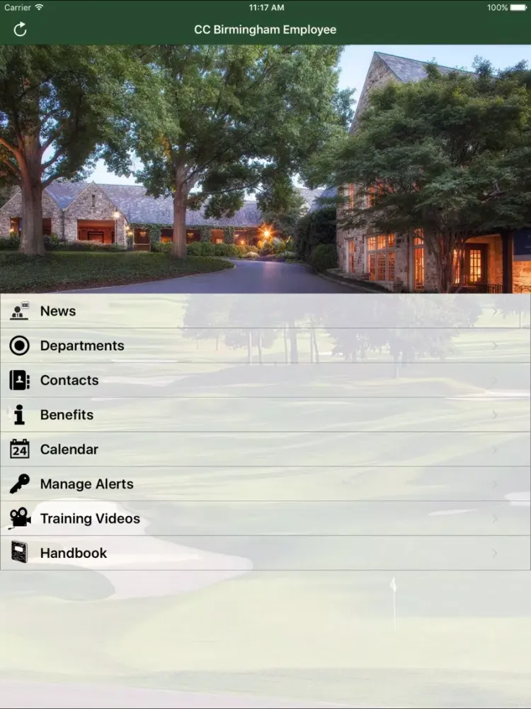 Tangkapan skrin Country Club of Birmingham Employee iPad 