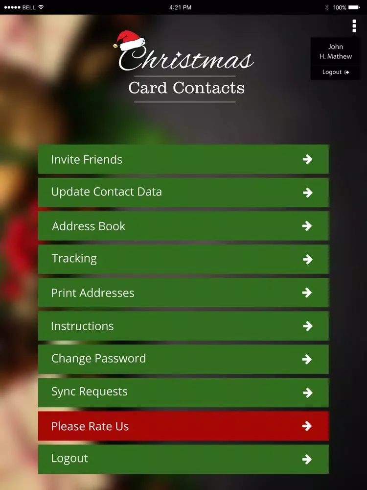 Christmas Card Contacts iPad  Screenshots
