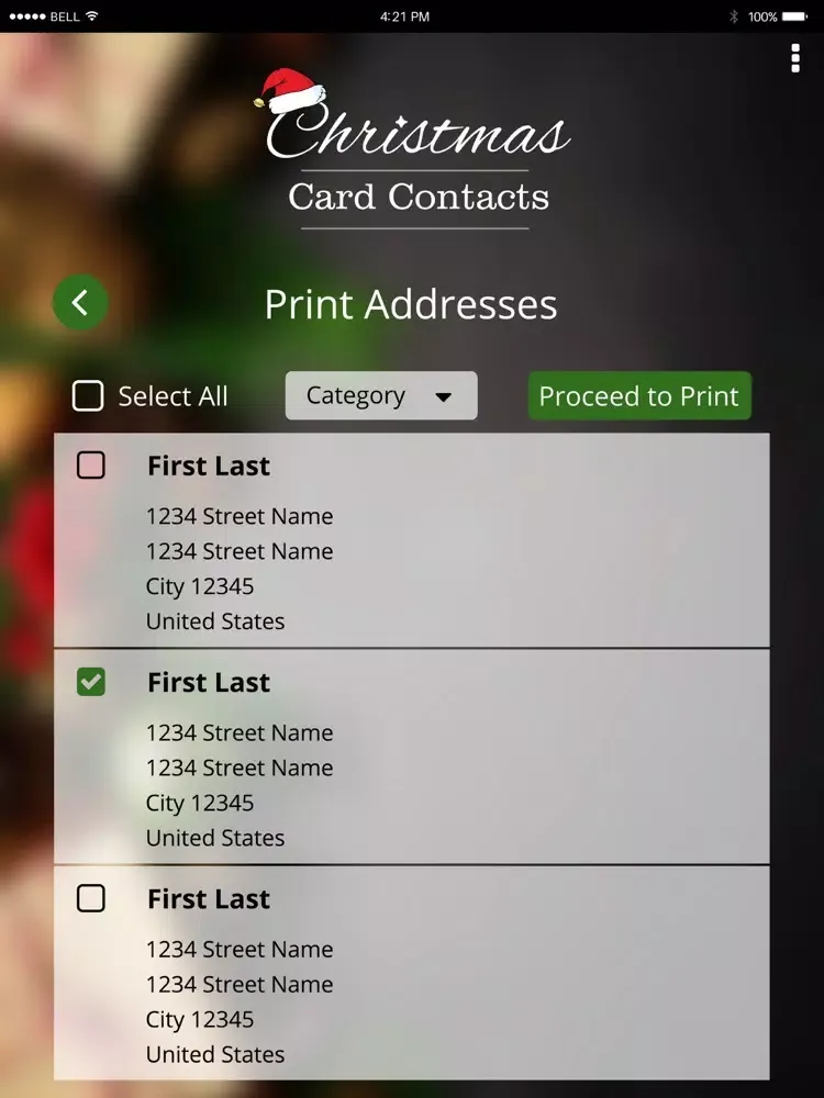 Christmas Card Contacts iPad  Screenshots