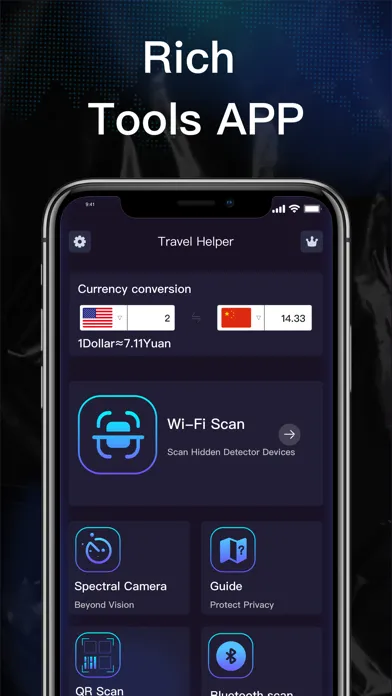 Tangkapan layar TravelHelper QR + Network Scan