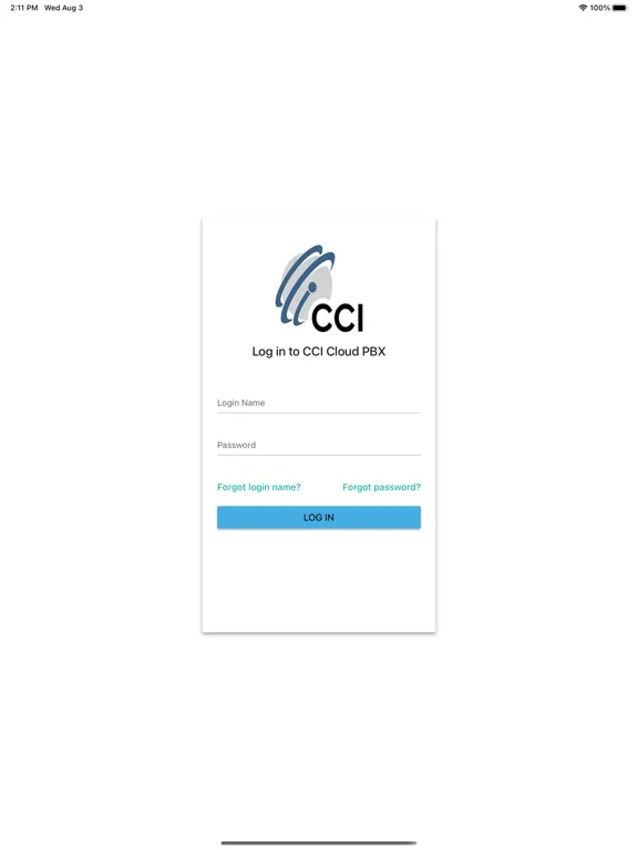 Capturas de tela do CCI Cloud PBX iPad 