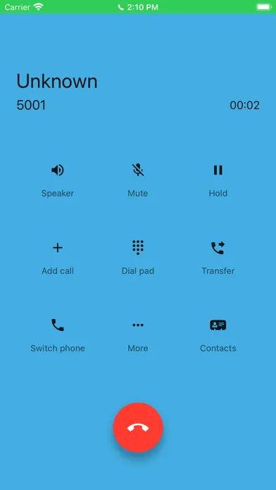 Capturas de tela do CCI Cloud PBX