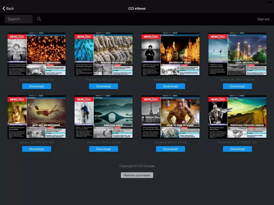 Скриншоты CCI eNews iPad 