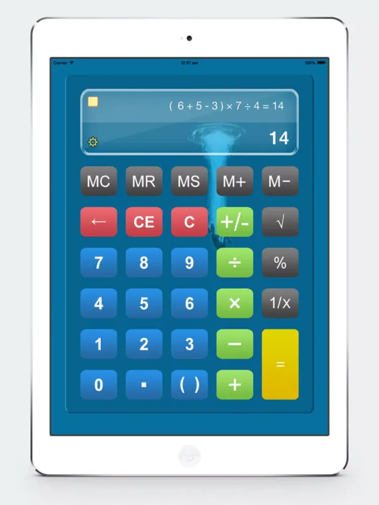 Calculator HD% Free - Basic Calculater App Pro with Formula Display & Notable Paper Tape for the iPad,iPhone and iPod iPad  Screenshots