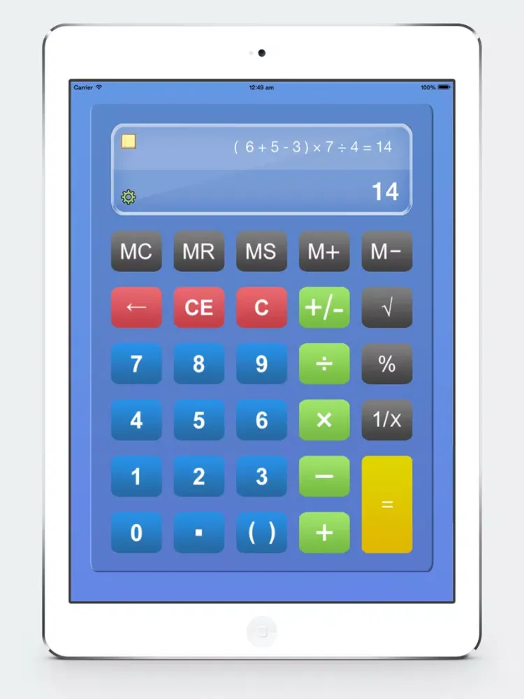 Calculator HD% Free - Basic Calculater App Pro with Formula Display & Notable Paper Tape for the iPad,iPhone and iPod iPad  Screenshots