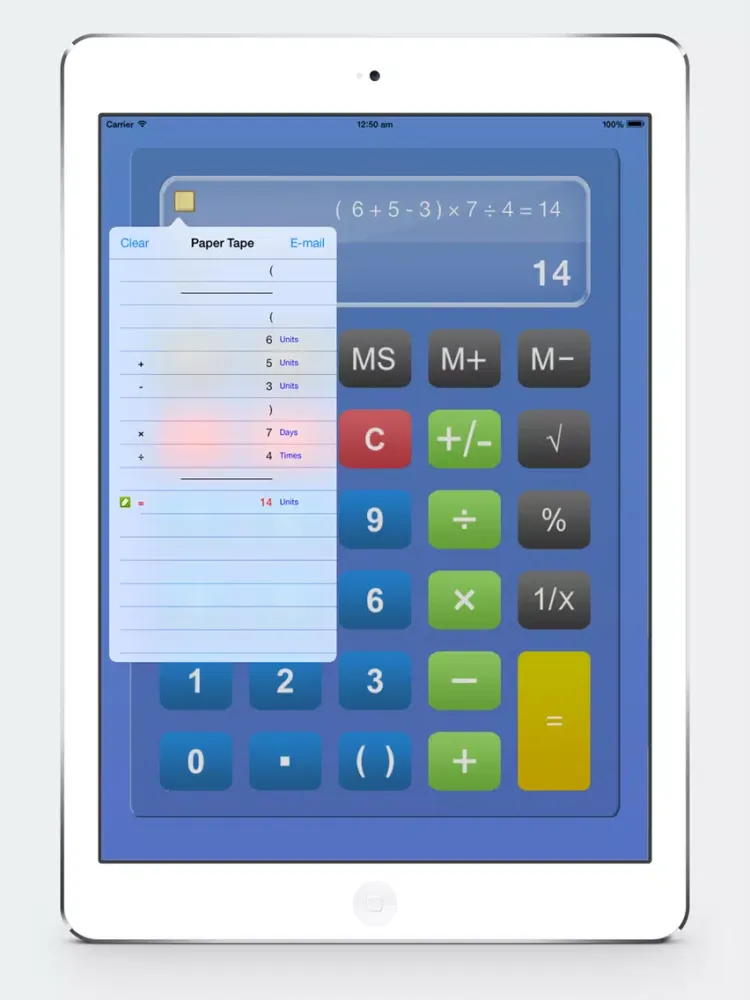 Calculator HD% Free - Basic Calculater App Pro with Formula Display & Notable Paper Tape for the iPad,iPhone and iPod iPad  Screenshots