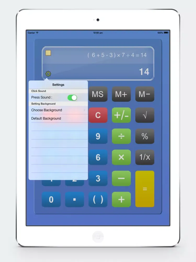 Calculator HD% Free - Basic Calculater App Pro with Formula Display & Notable Paper Tape for the iPad,iPhone and iPod iPad  Screenshots