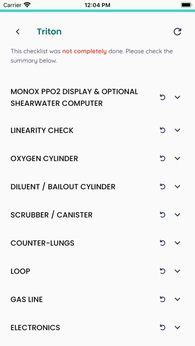Screenshot di CCR Checklist