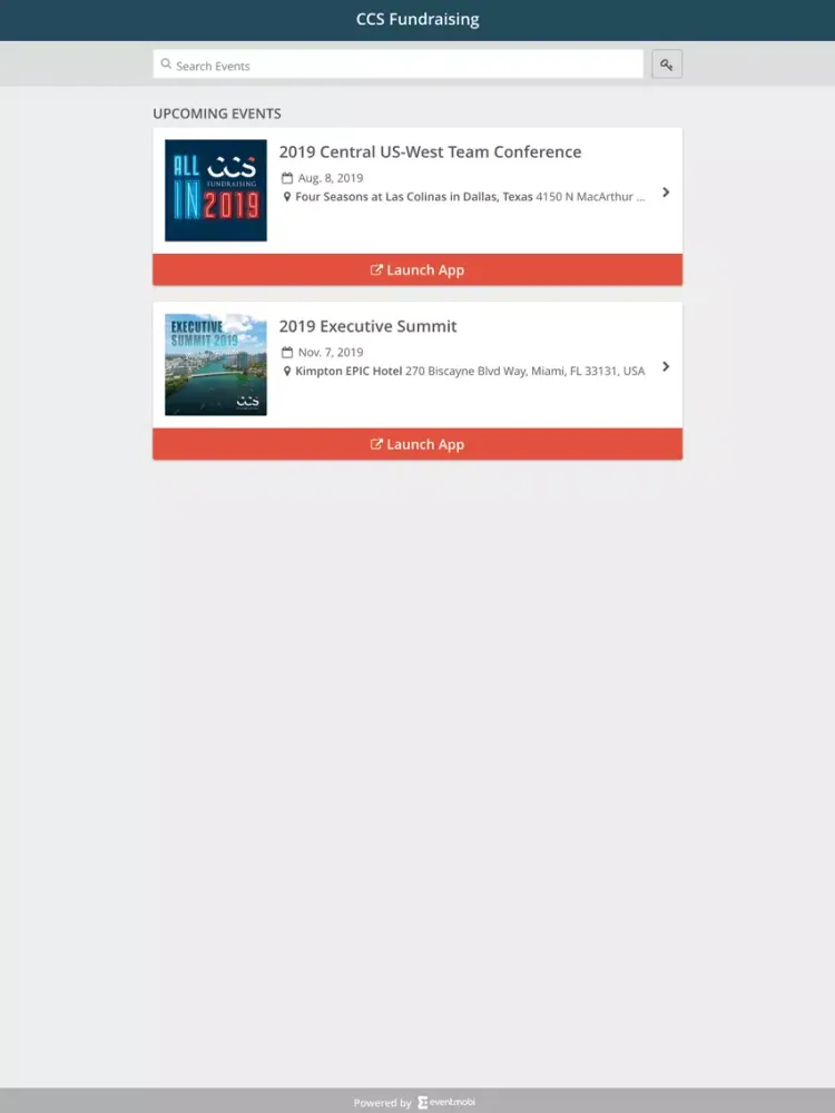 Captures d'écran de CCS Events iPad 