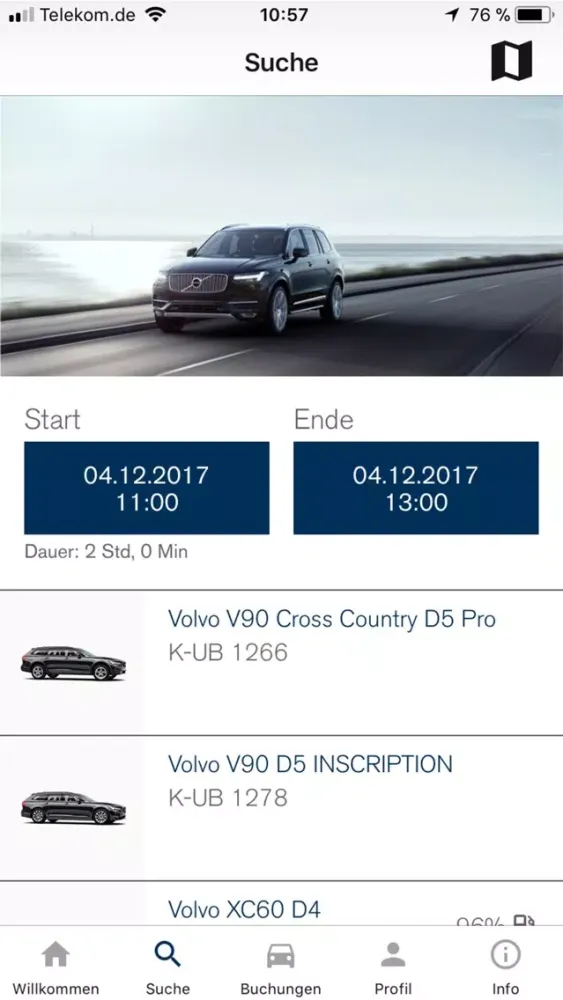 Volvo Corporate Carsharing Screenshots