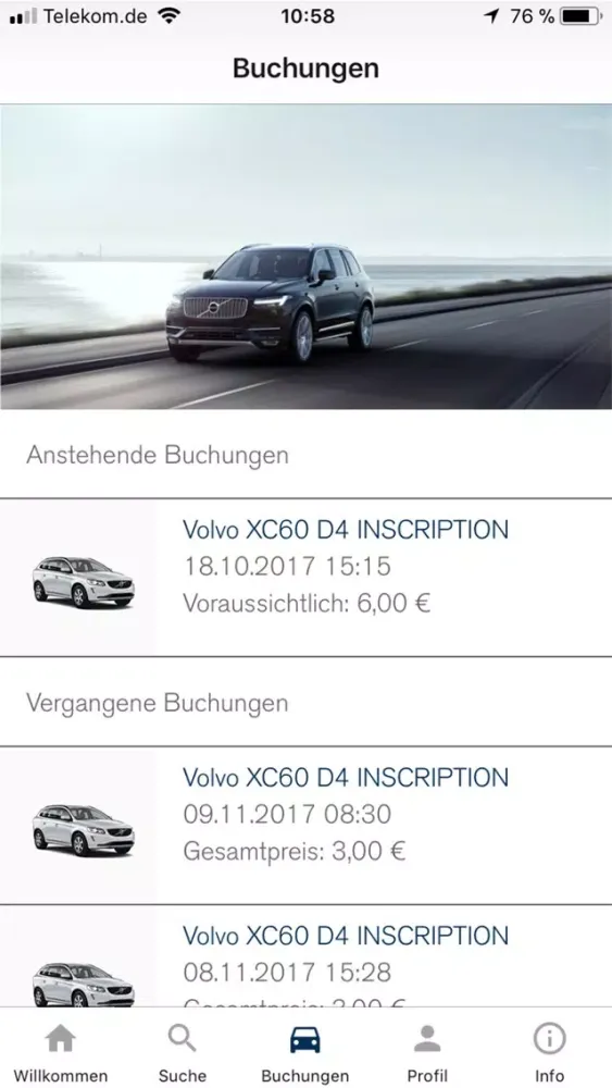 Volvo Corporate Carsharing Screenshots