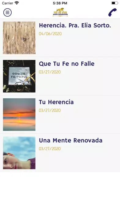 Tangkapan skrin Voz de Dios Nueva Generacion