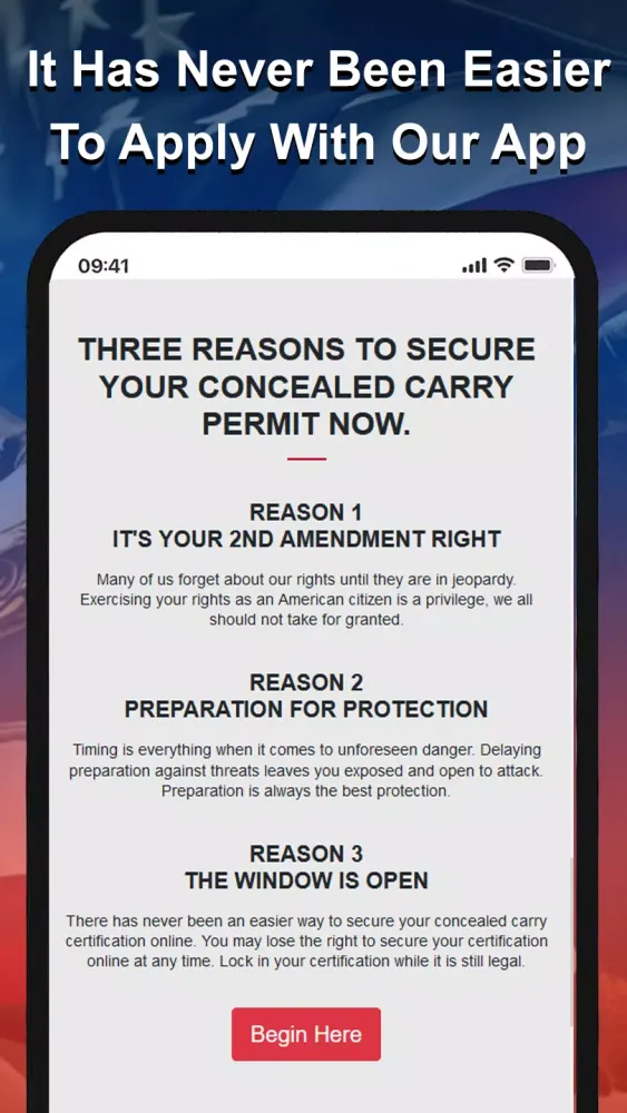 Capturas de tela do Concealed Carry Permit CCW App