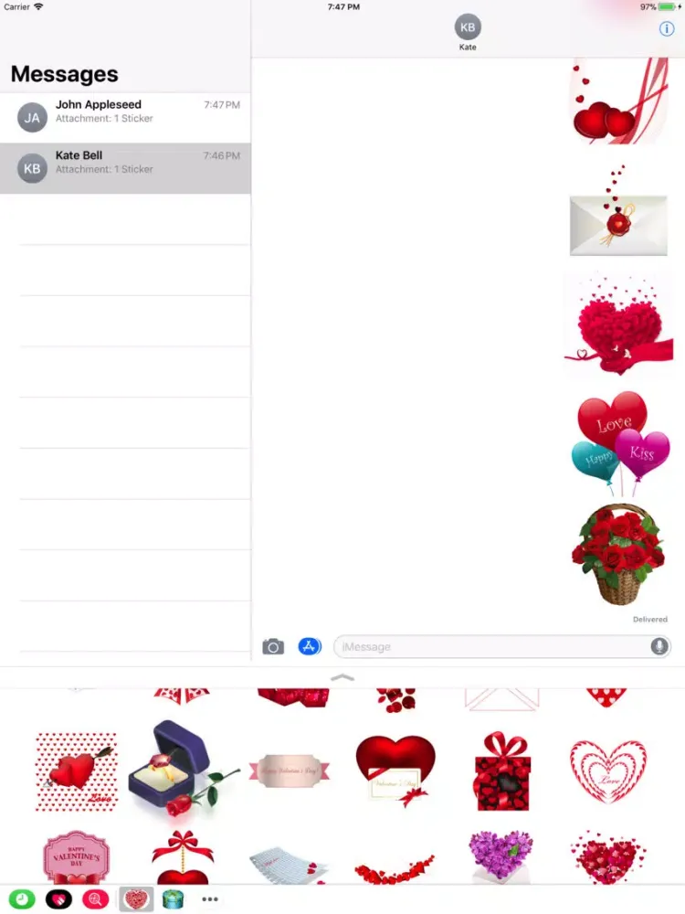 Capturas de tela do Stickers For Valentains Day iPad 
